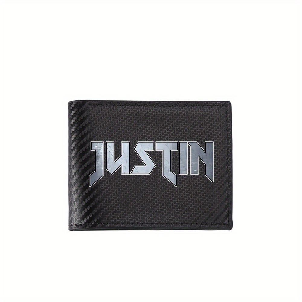 Interior Design Name Card - Metalen stijl naam Justin logo tekstontwerp