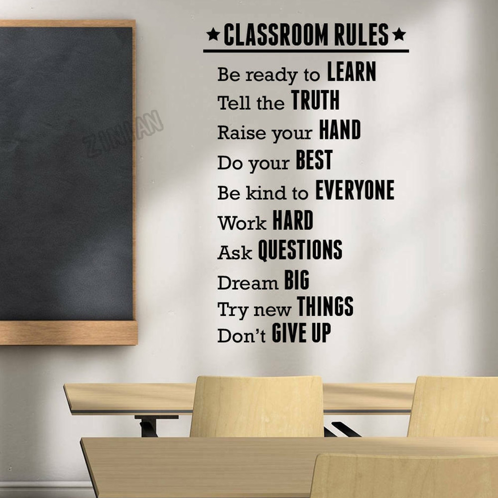 Interior Design School - Klaslokaal Regels Muursticker Voor School Vinyl