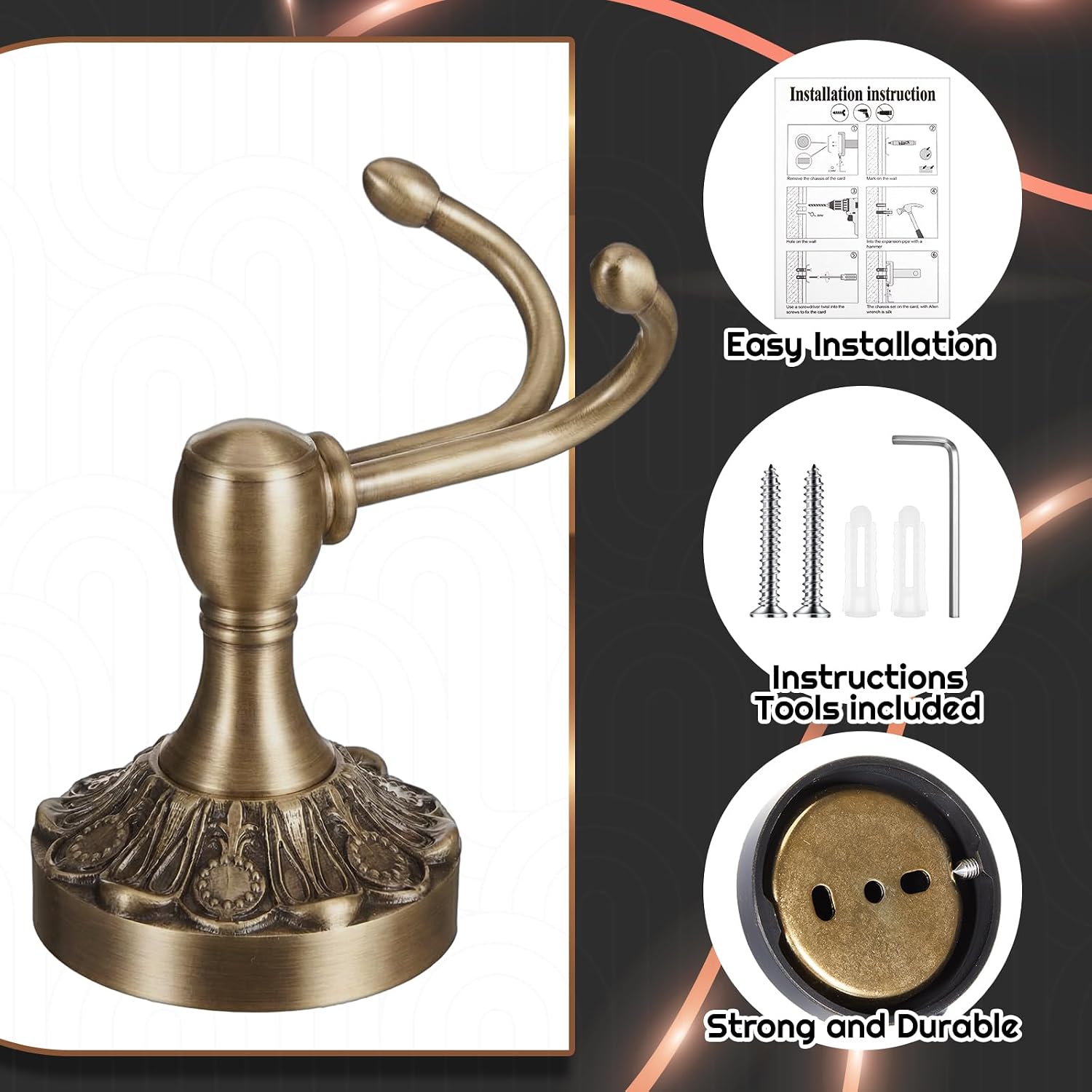 4-pack antieke handdoekhaken v - Antique Brass Hook recensie en prijs